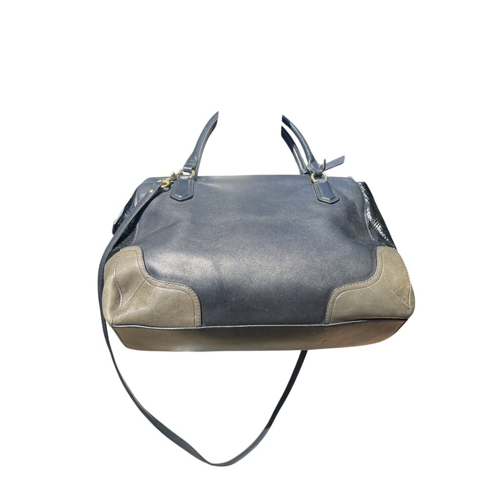 COACH Poppy Colorblock Black Green Leather Purse Satchel Crossbody Handbag - Picture 2 of 8